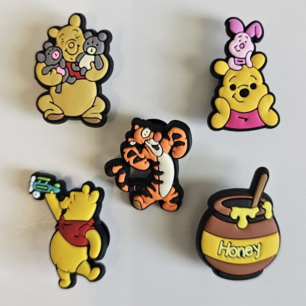 new WINNIE the POOH friends SHOE CHARMS 5-pc HONEY POT piglet TIGGER